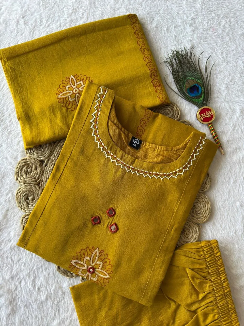 KR 394 Mustard Colour Pure Cotton Readymade Dress