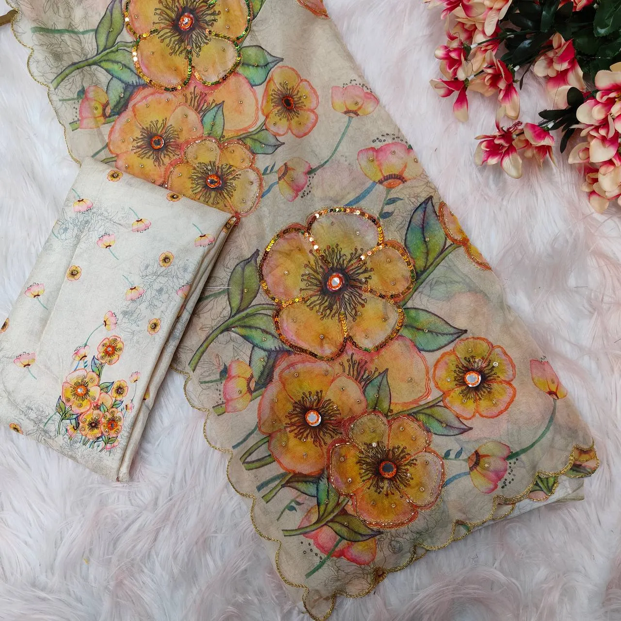 Kusum 631Orgenza Silk Digital Printed Sarees