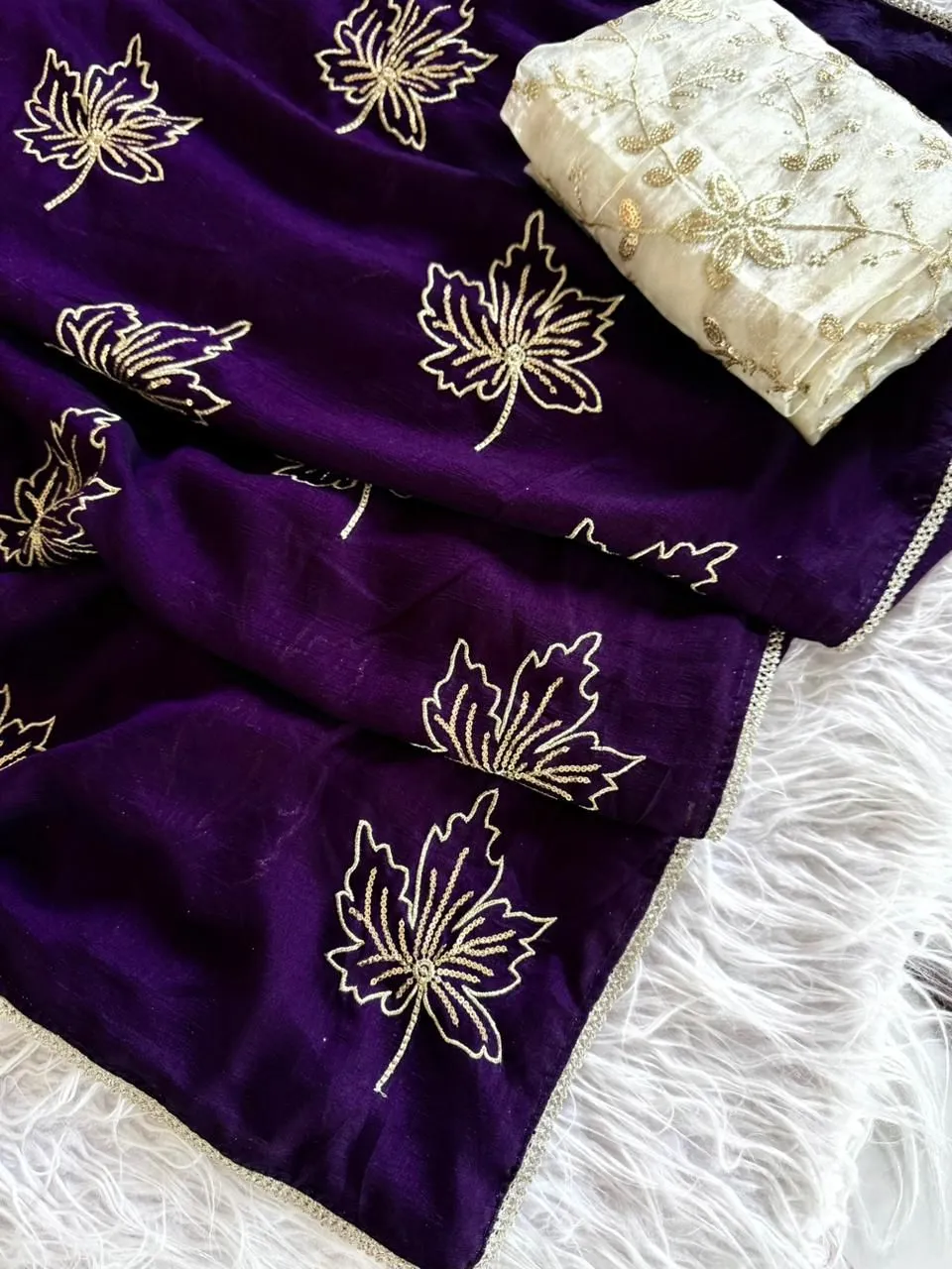 Kusum 804 Soft Vichitra Silk Sequins Embroidery Sarees