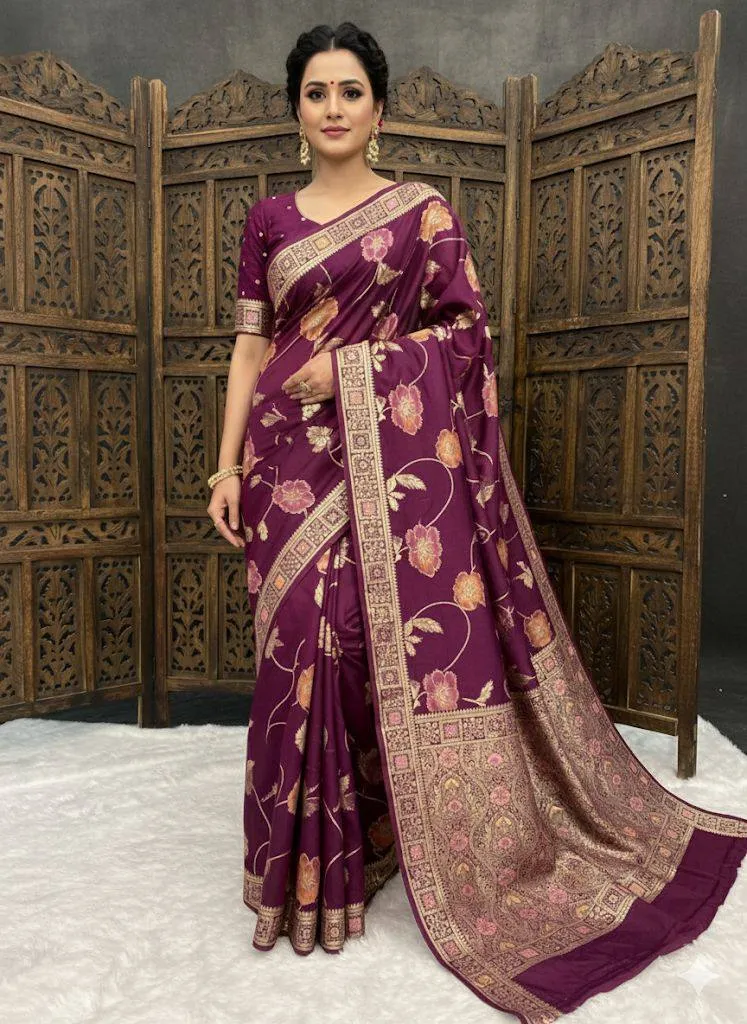 Laxmi 962 Soft Dola Silk Meenakari Weaving Sarees
