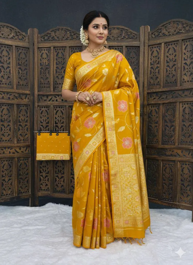 Laxmi 962 Soft Dola Silk Meenakari Weaving Sarees