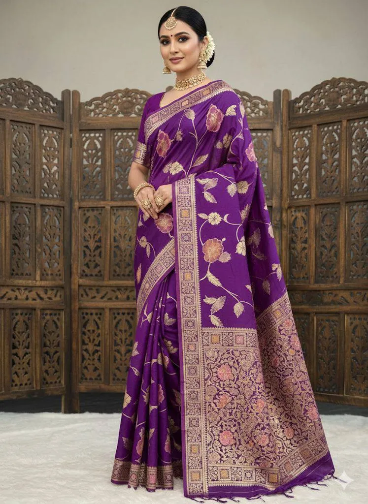 Laxmi 962 Soft Dola Silk Meenakari Weaving Sarees