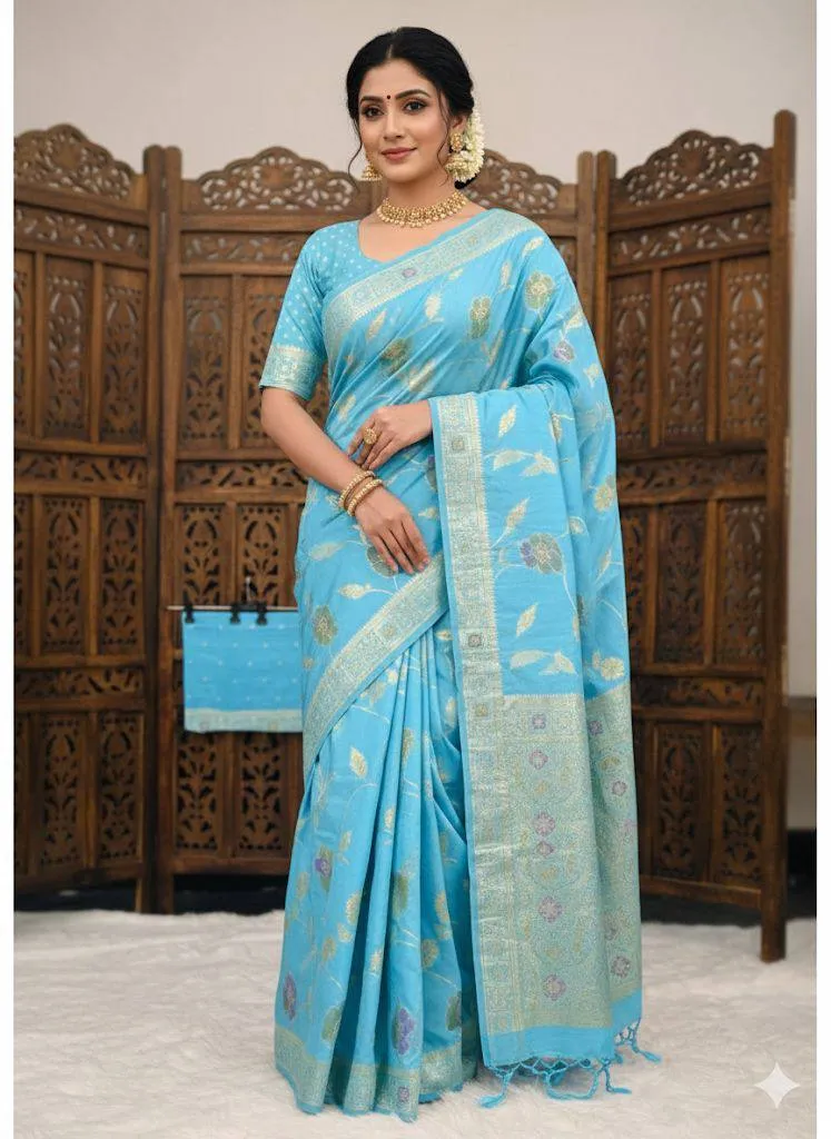 Laxmi 962 Soft Dola Silk Meenakari Weaving Sarees