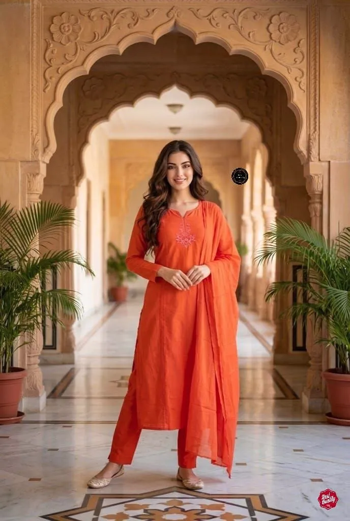 Laxmy Vol 34 Orange Cotton Readymade Dress