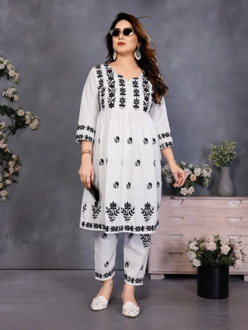 LFK Viral Rayon Slub Embroidery Co Ord Set