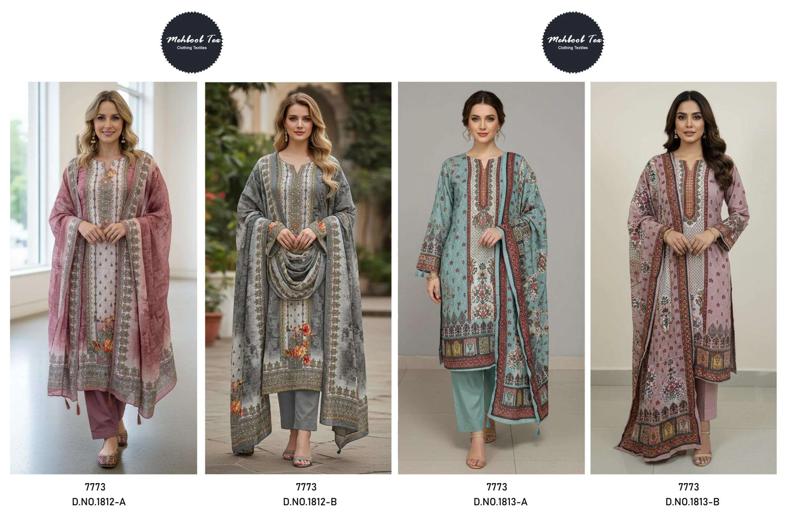 Mehboob Tex Design No - 1812 Ab - 1813 Ab Pakistani Suits