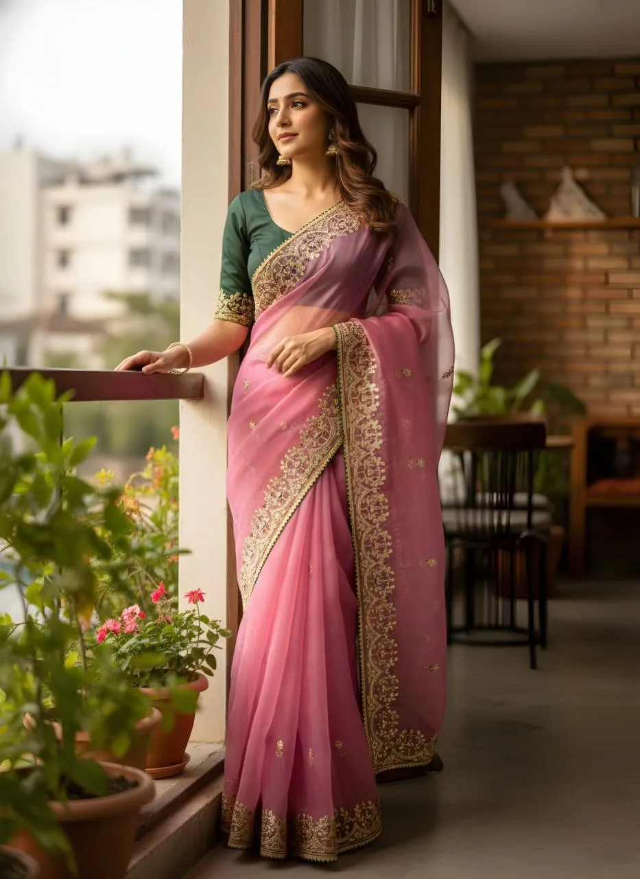 MHV Moh Maya Soft Swiss Organza Party Wear Sarees
