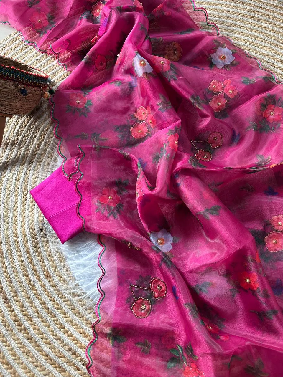 MHV Nakshtra Organza Digital Printed Saree