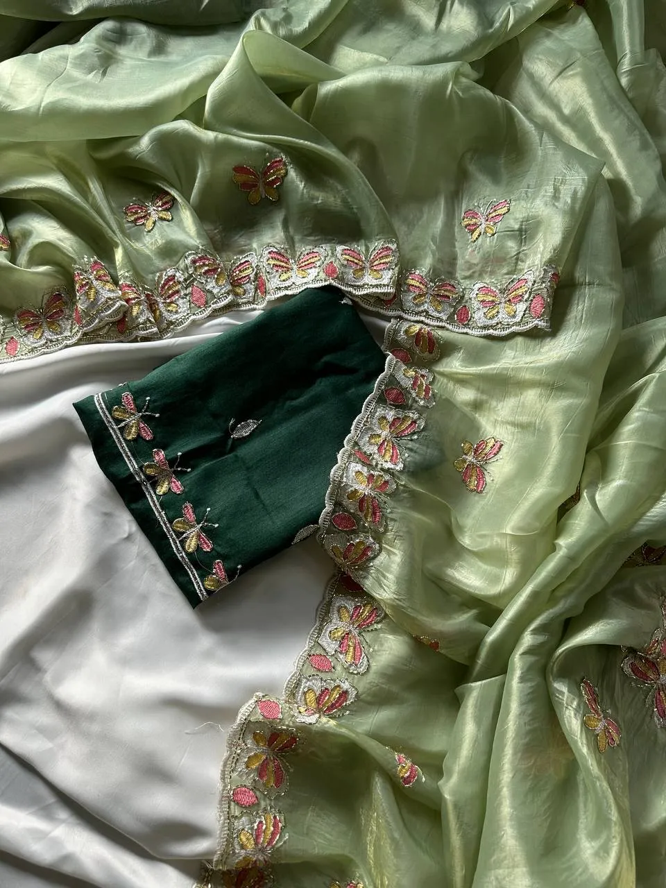 MHV Organza Butterfly Embroidery Sarees