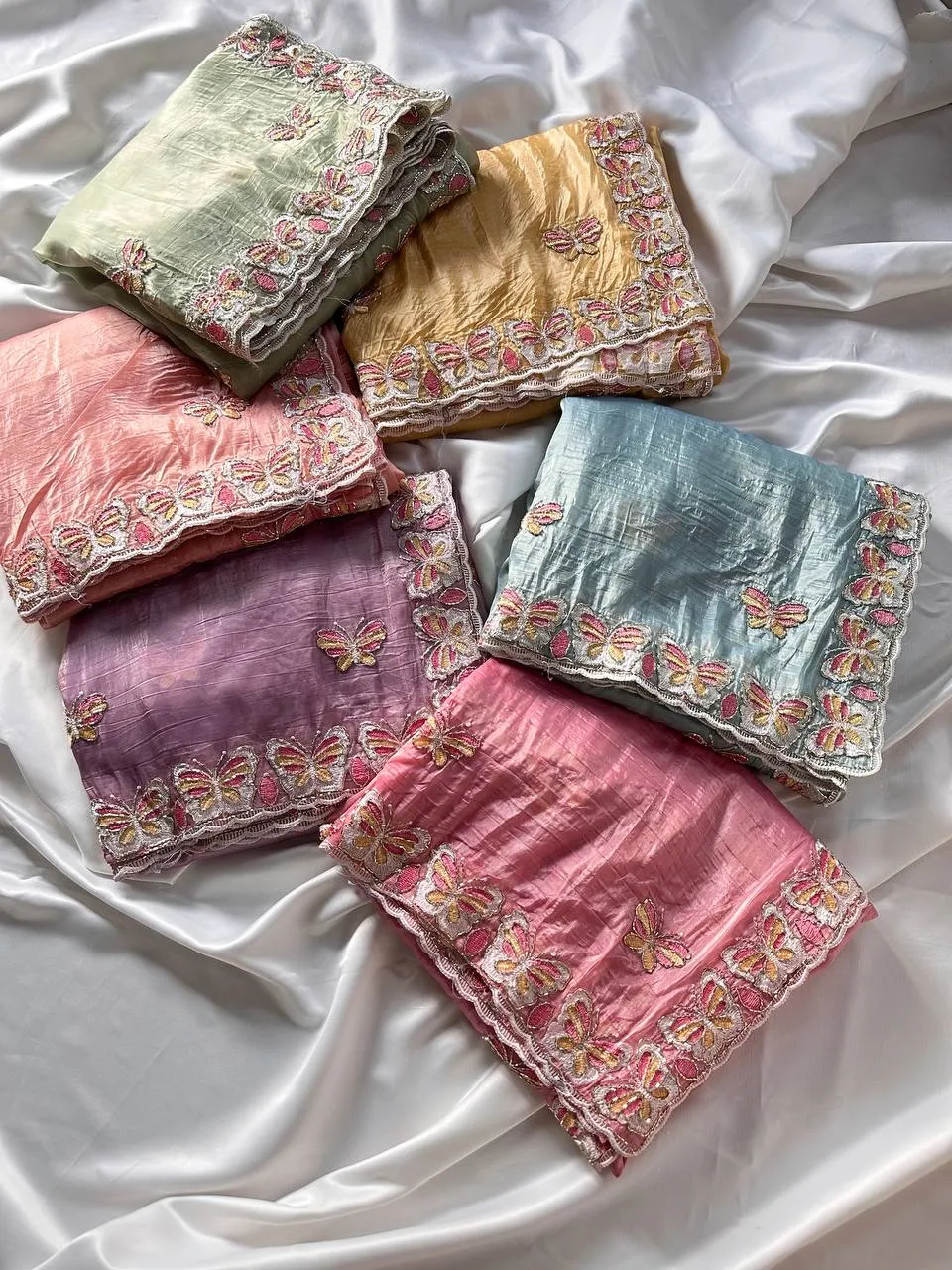 MHV Organza Butterfly Embroidery Sarees