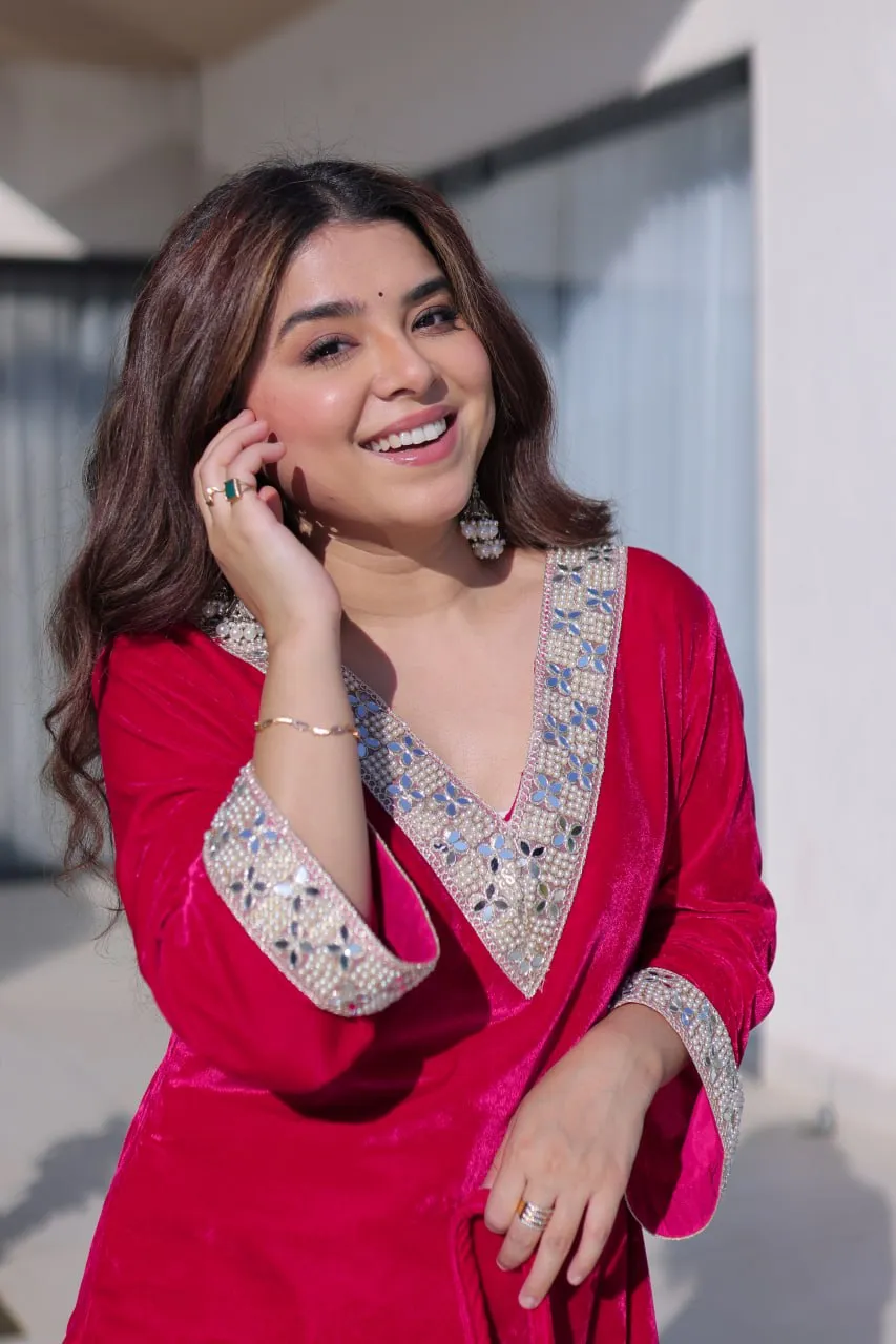 Mohini 9308 Velvet Embroidery Mirror Work Winter Readymade Dress