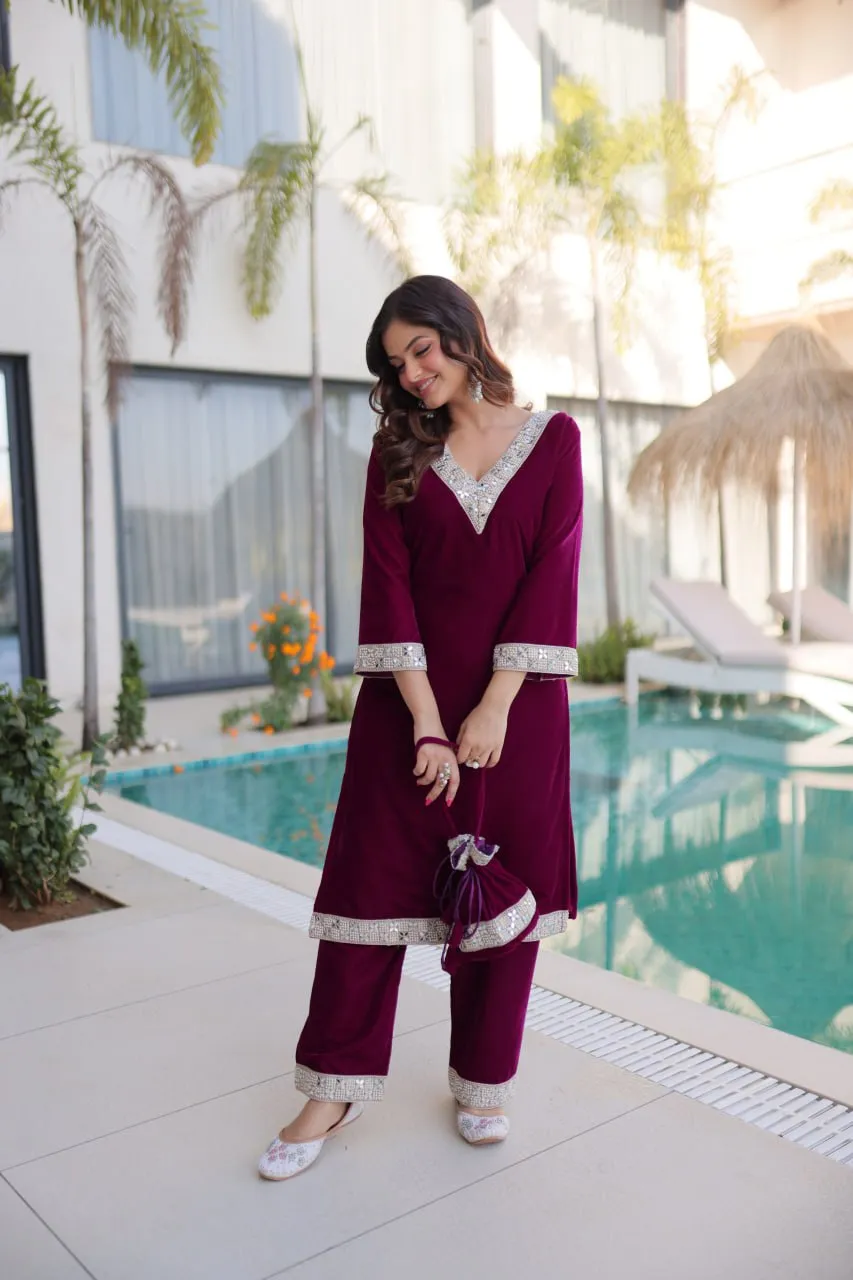 Mohini 9308 Velvet Embroidery Mirror Work Winter Readymade Dress