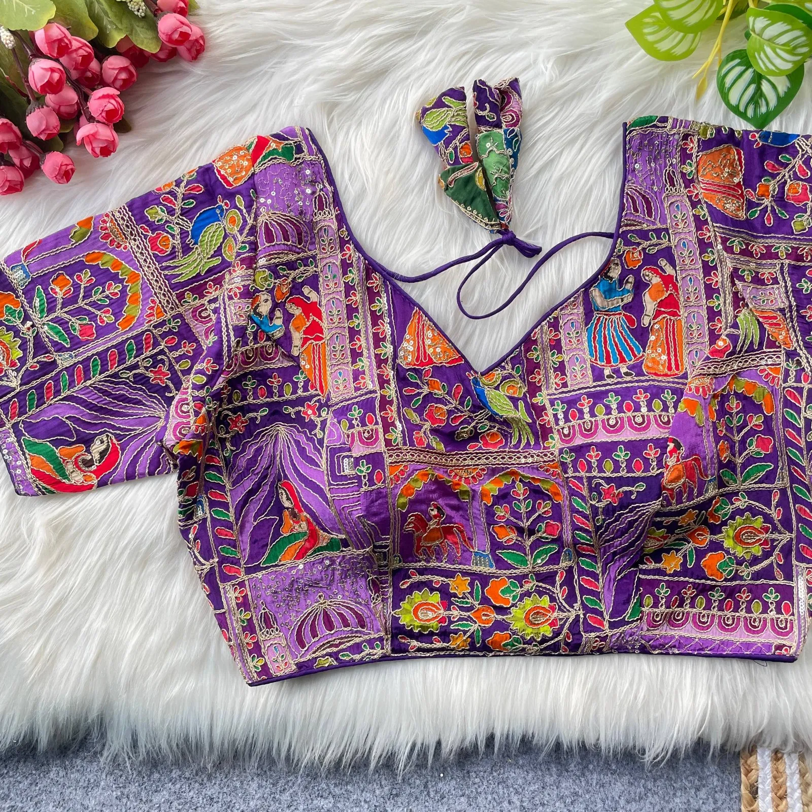 Mrunal Viscose Natural Creap Printed Wedding Readymade Blouse