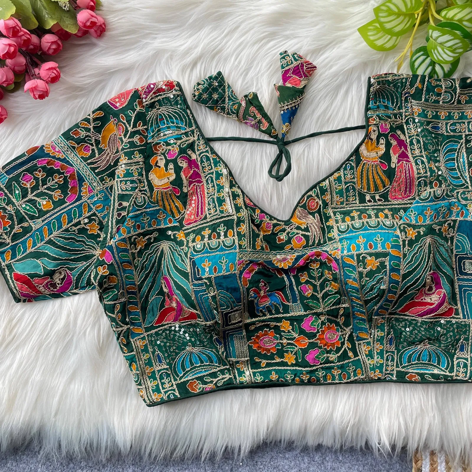 Mrunal Viscose Natural Creap Printed Wedding Readymade Blouse