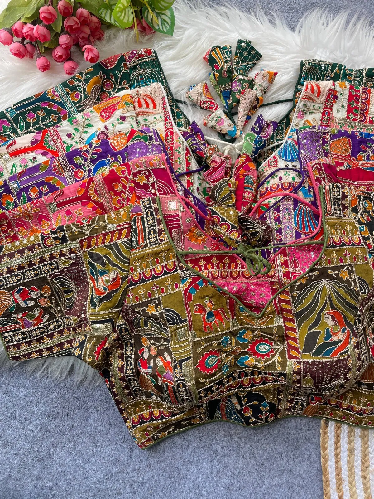 Mrunal Viscose Natural Creap Printed Wedding Readymade Blouse