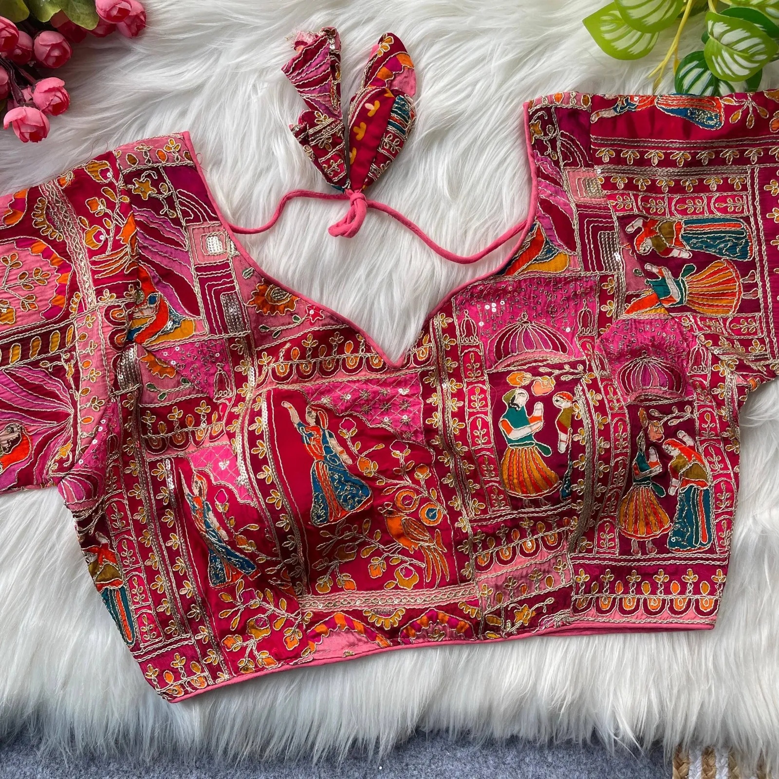 Mrunal Viscose Natural Creap Printed Wedding Readymade Blouse