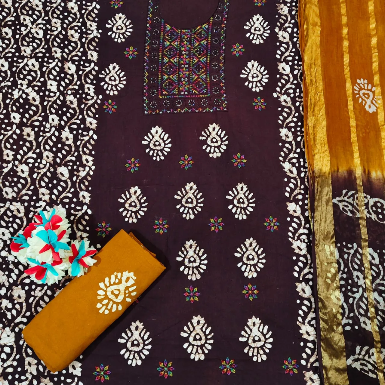 Nemi Wax Batik With Sequence Work Unstitched Suits