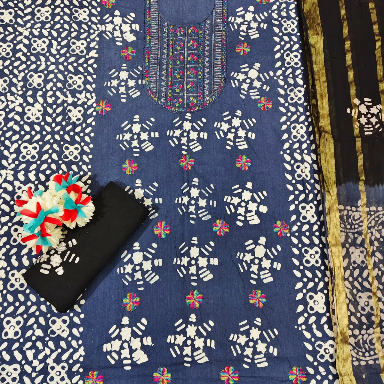 Nemi Wax Batik With Sequence Work Unstitched Suits