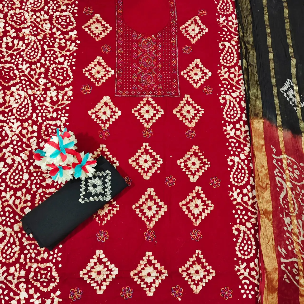 Nemi Wax Batik With Sequence Work Unstitched Suits