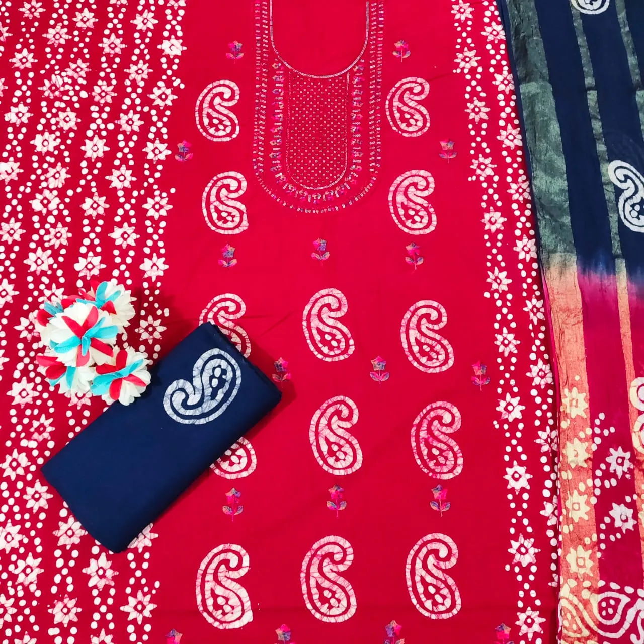 Nemi Wax Batik With Sequence Work Unstitched Suits