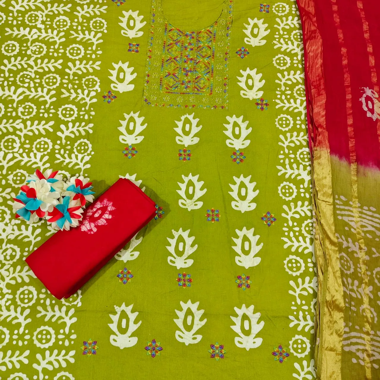 Nemi Wax Batik With Sequence Work Unstitched Suits