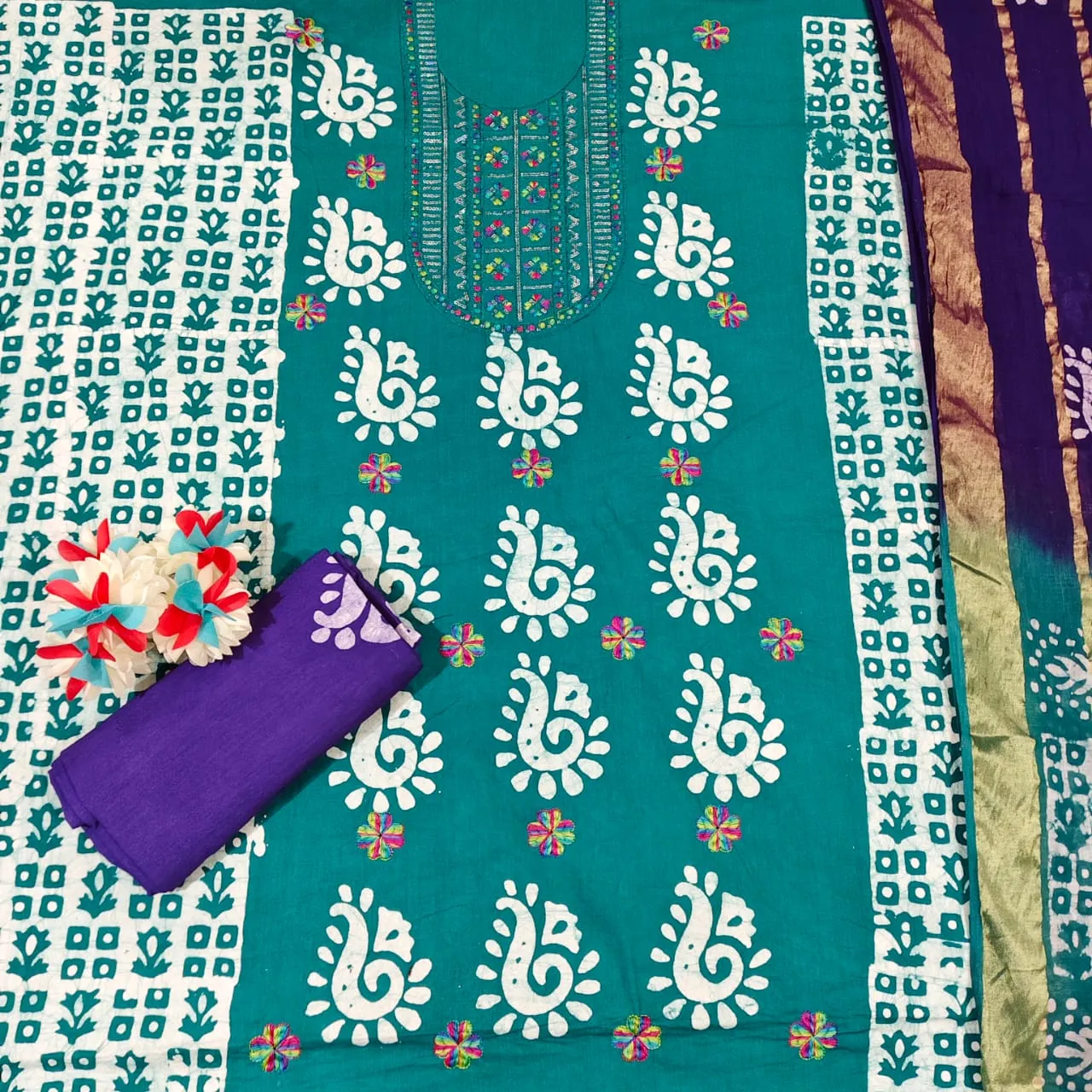 Nemi Wax Batik With Sequence Work Unstitched Suits