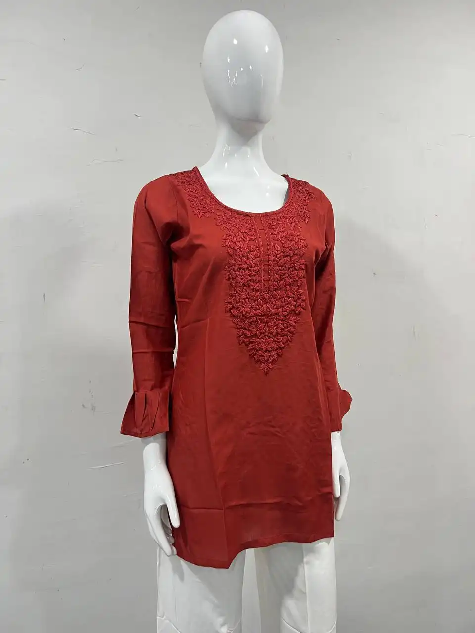 SS2016 Heavy Rayon Chikan Work Short Top Western Wear