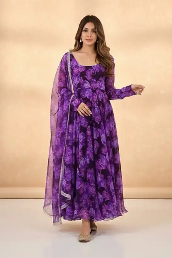 Shiv Vol 101 Georgette Purple Printed Gown Collection
