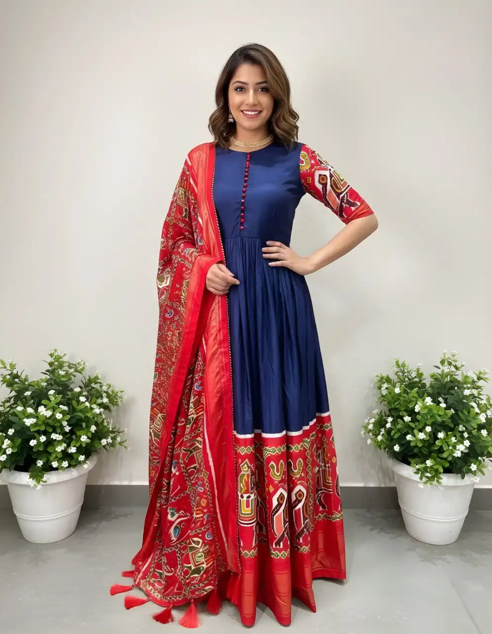 Shiv Vol 104 Delta silk Patola Printed Gown Dupatta