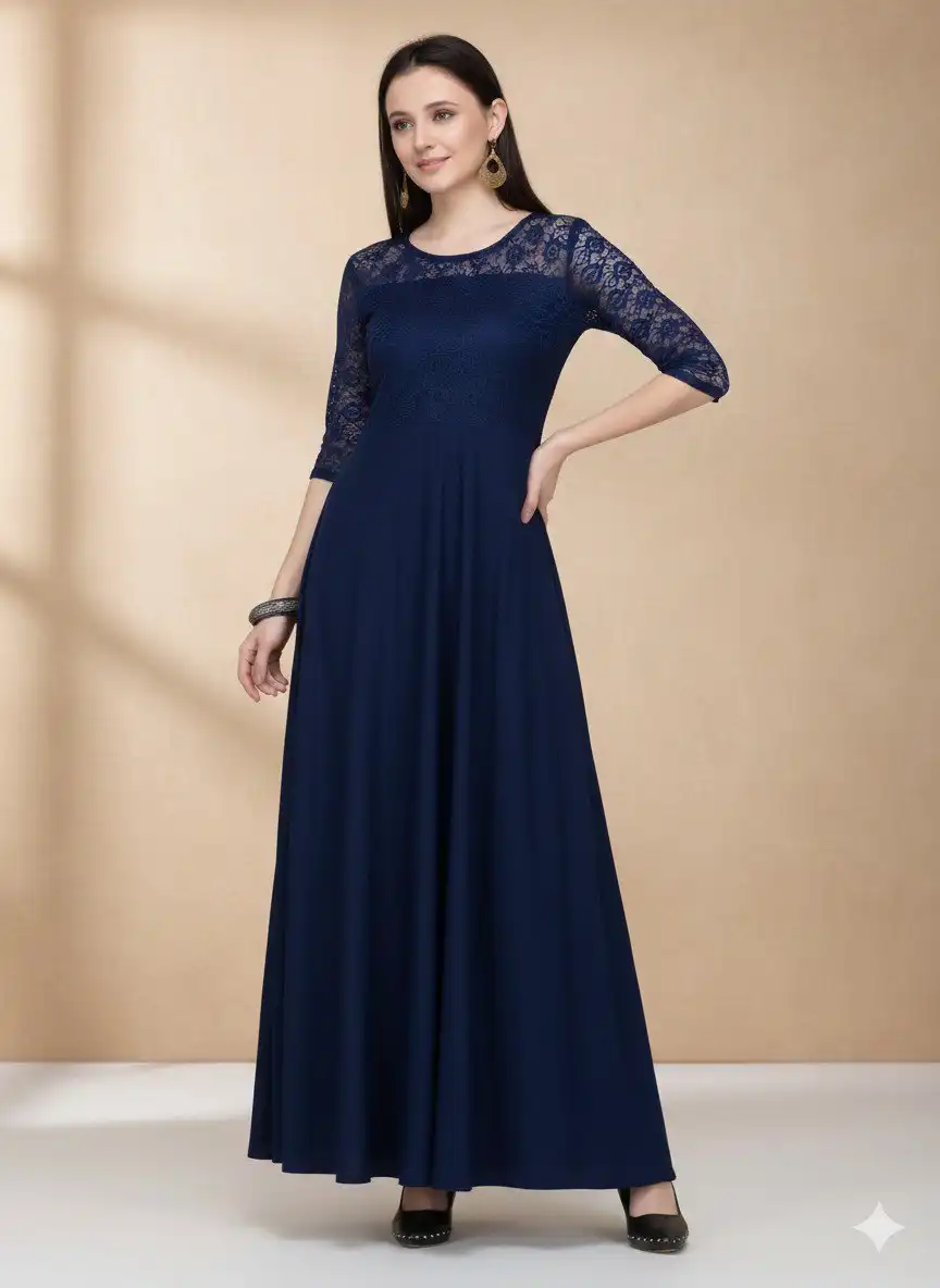 Shiv Vol 107 Georgette Dark Blue Color Gown Collection