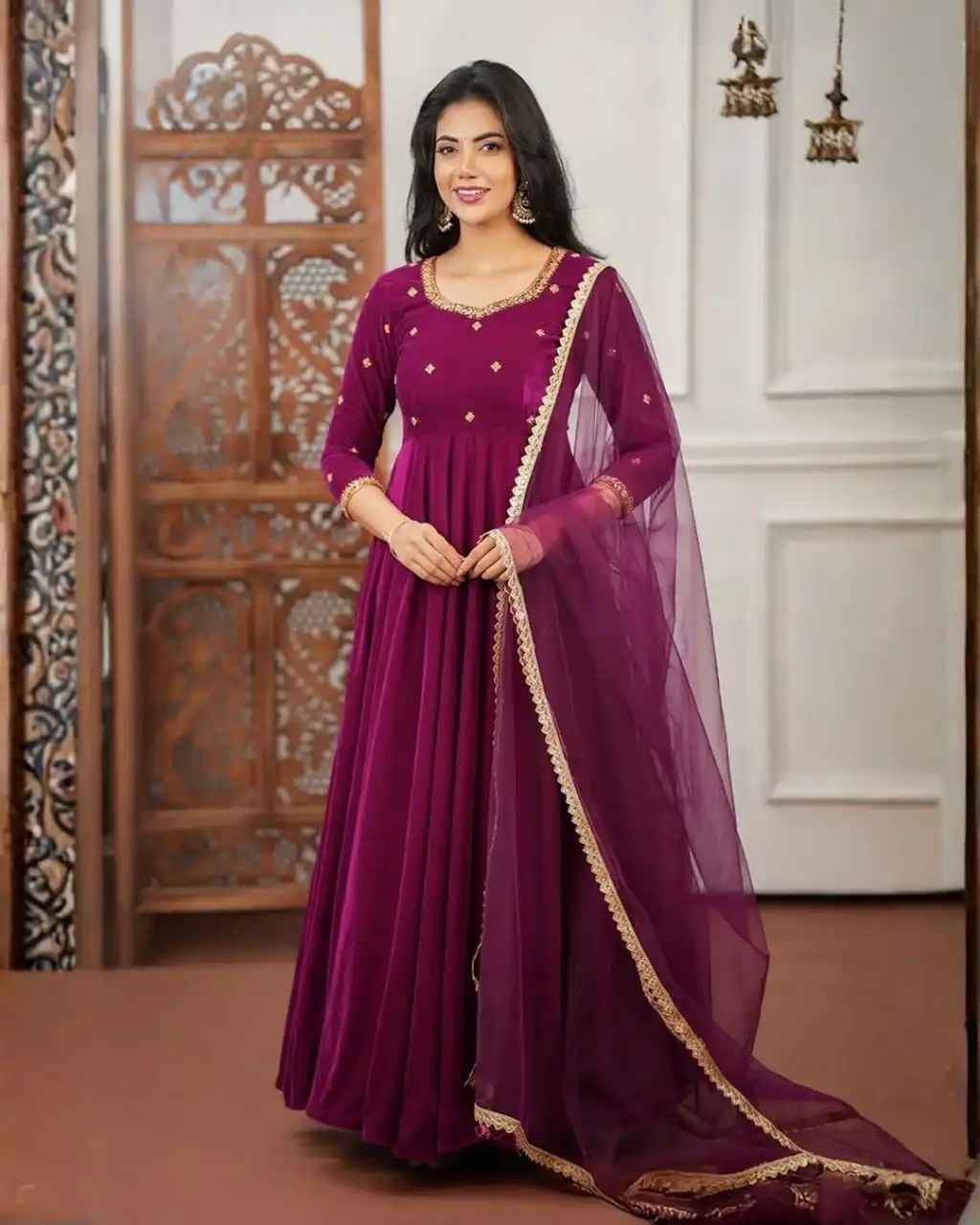 ASD 7093 Velvet Gown Dupatta Collection Below 1500