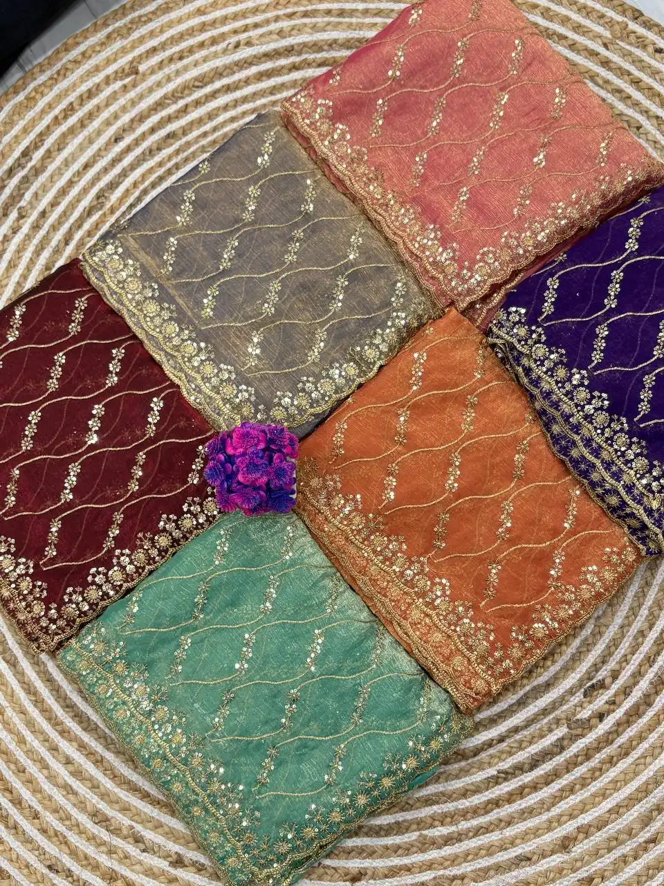 Kusum 798 Fandy Chiffon Saree Embroidery Collection