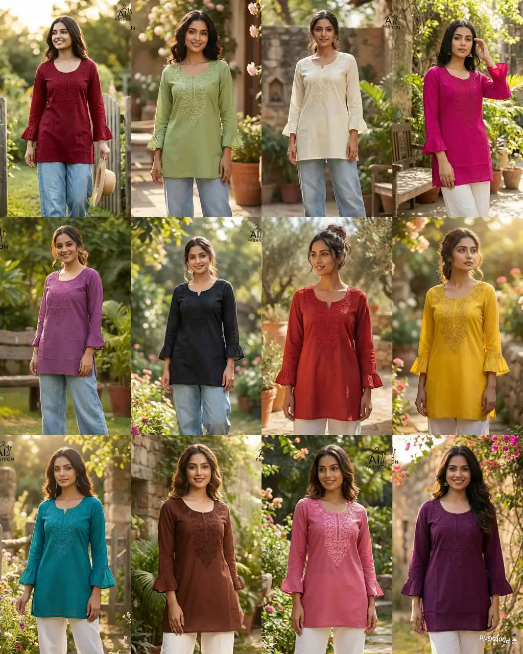 SS2016 Heavy Rayon Chikan Work Short Top Western Wear