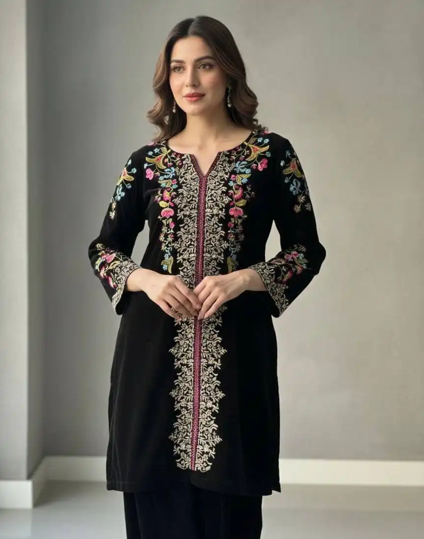 BV 426 Black Velvet Embroidery Winter Co Ord Set