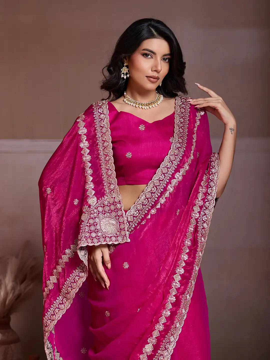 Kiara Amruta A Fendy Chiffon Embroidery Party Wear Saree