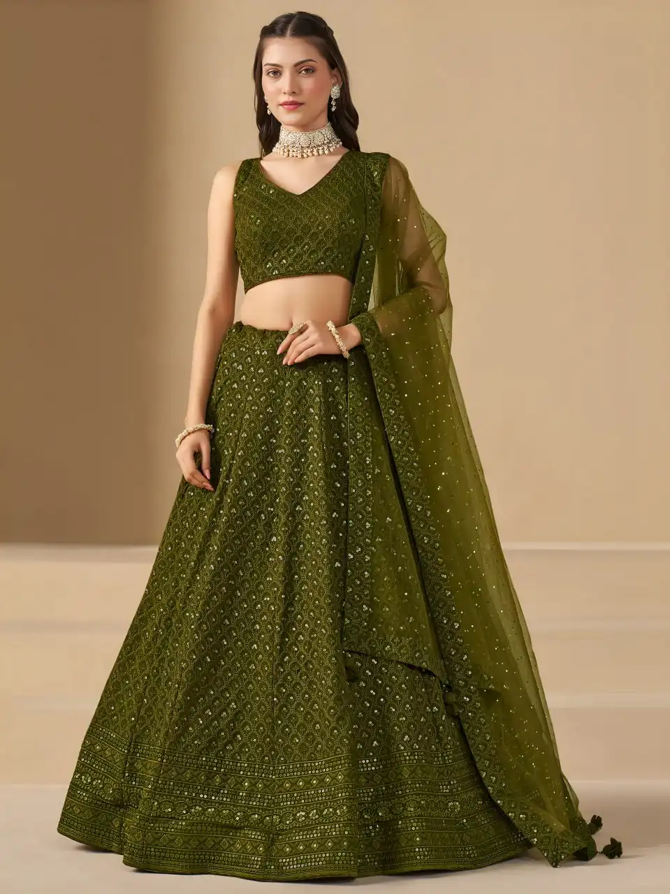 Zeel 5124C Georgette Mehndi Function Lehenga Choli