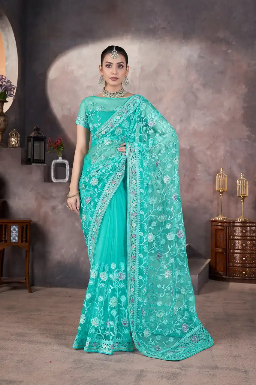 RBC 5100 Butterfly Net Designer Saree Embroidery Collection