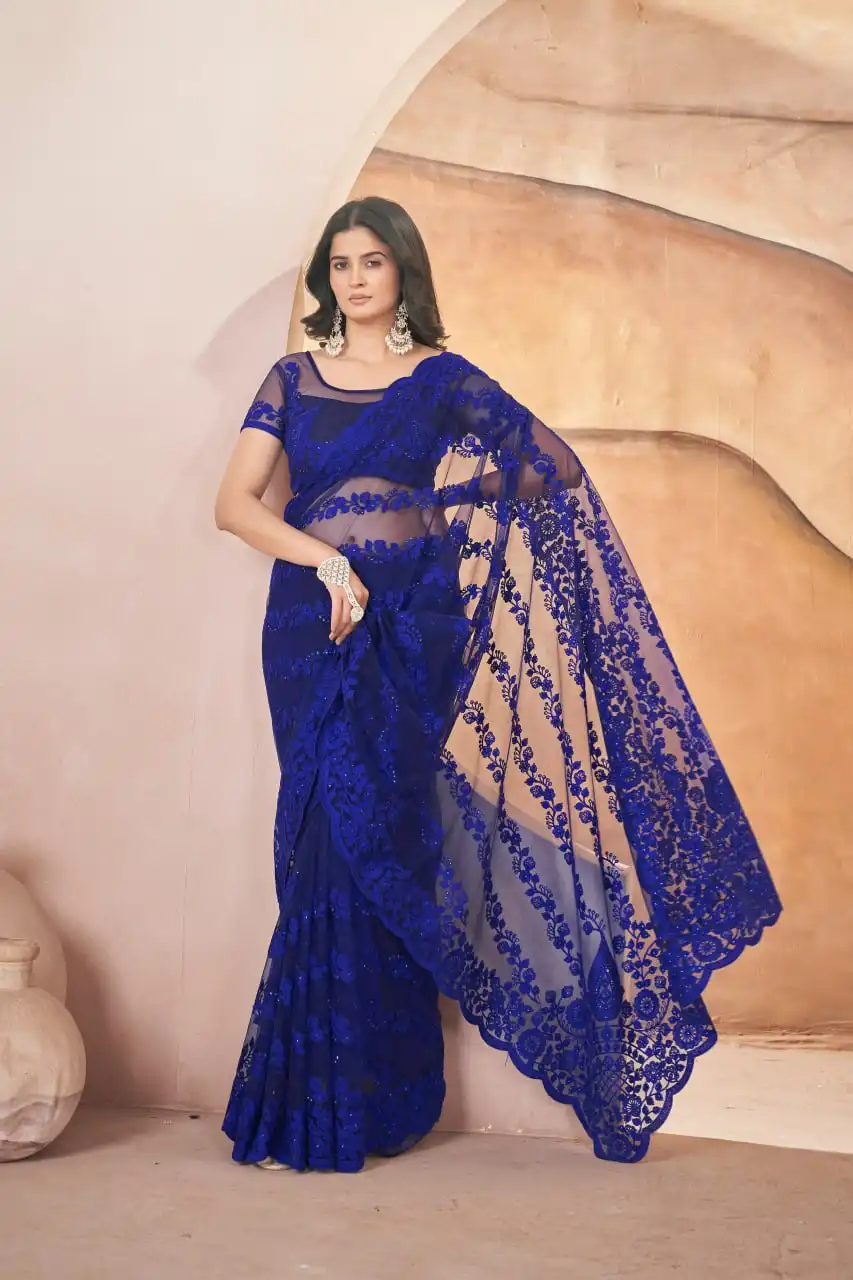 RBC 5101 Heavy Butterfly Net Saree Below 1500