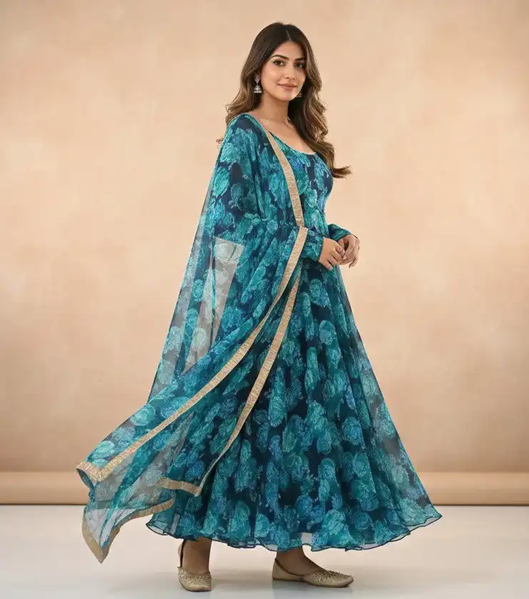 Shiv Vol 100 Georgette Gown With Dupatta Below 500