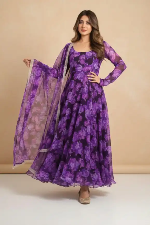 Shiv Vol 101 Georgette Purple Printed Gown Collection