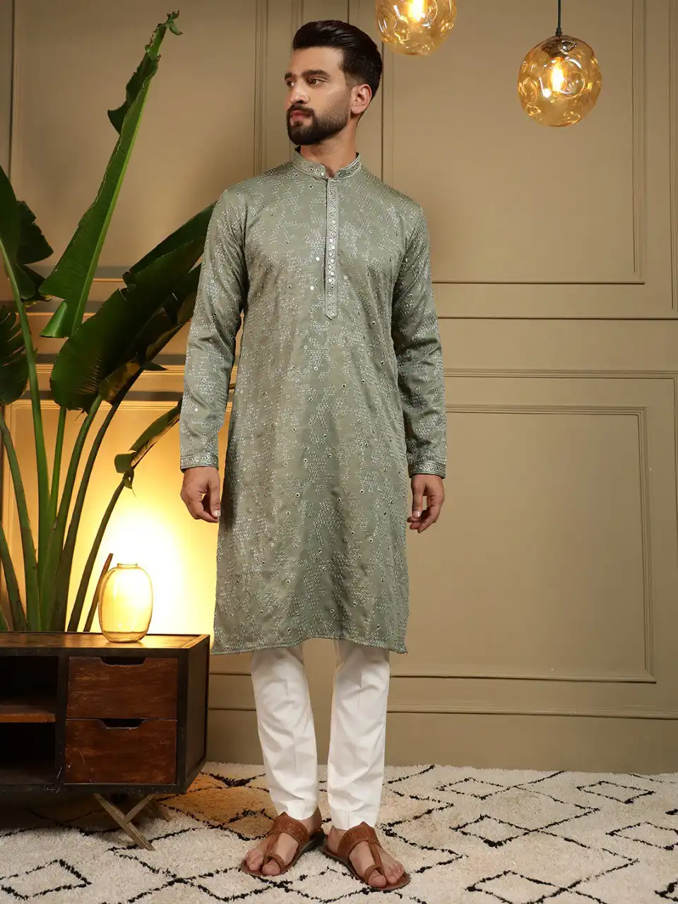 VTR 07 Heavy Khadi Cotton Mirror Work Kurta Pyjama