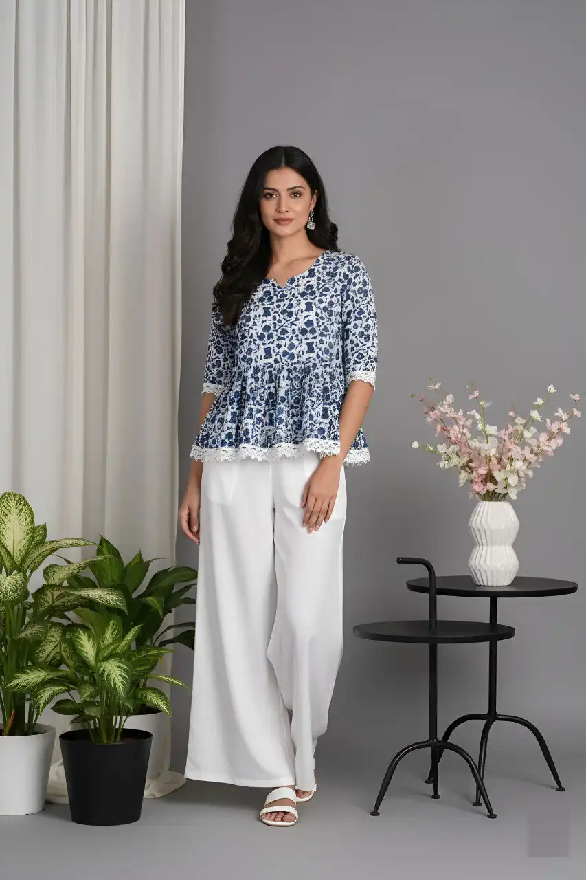 Shiv Vol 152 Cotton Printed Lace Border Short Top