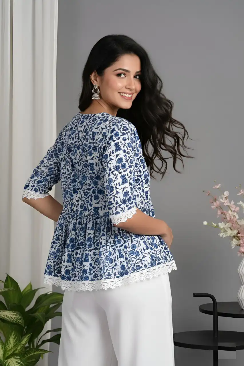 Shiv Vol 152 Cotton Printed Lace Border Short Top