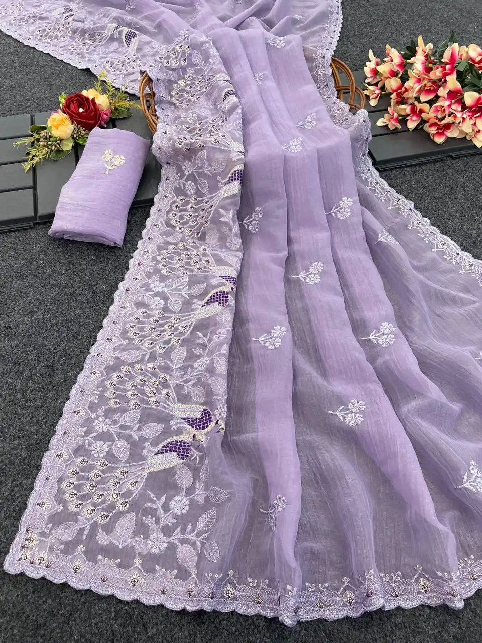 Kusum 806 Crunchy Silk Saree With Embroidery