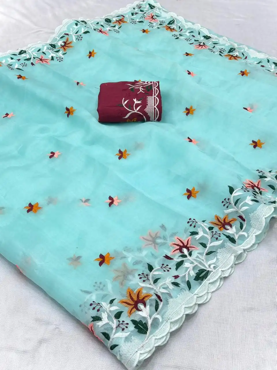 VFT Khadi Organiza Silk Saree Embroidery Collection