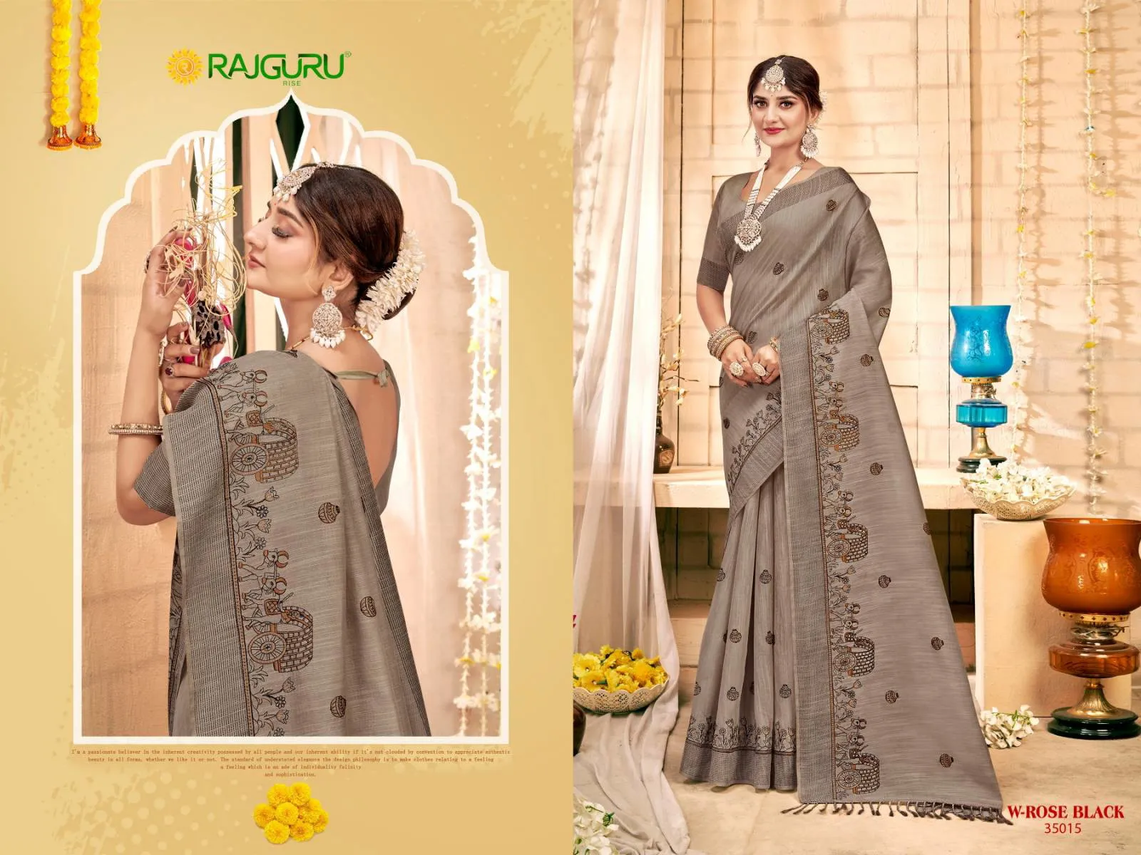 Rajguru W Rose Black Sarees
