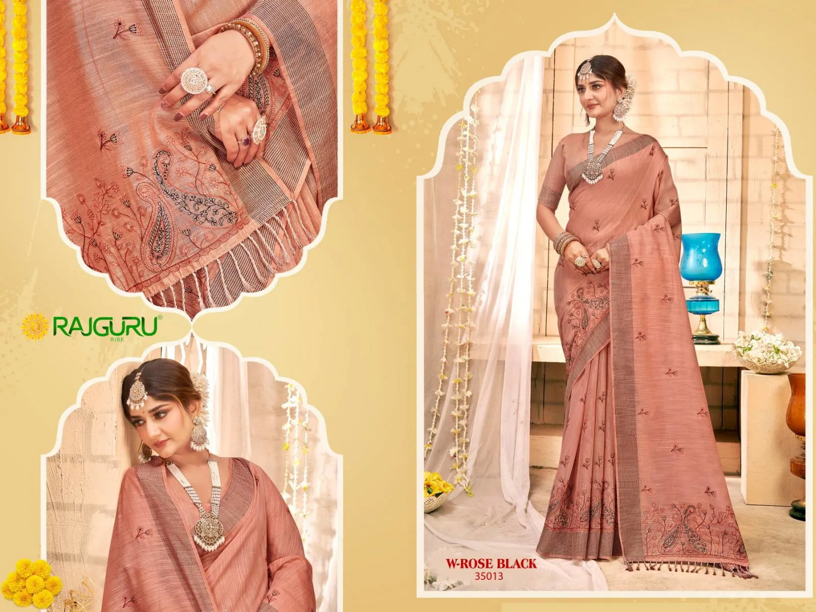 Rajguru W Rose Black Sarees