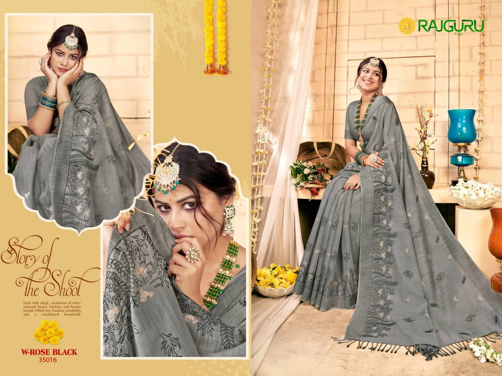 Rajguru W Rose Black Sarees