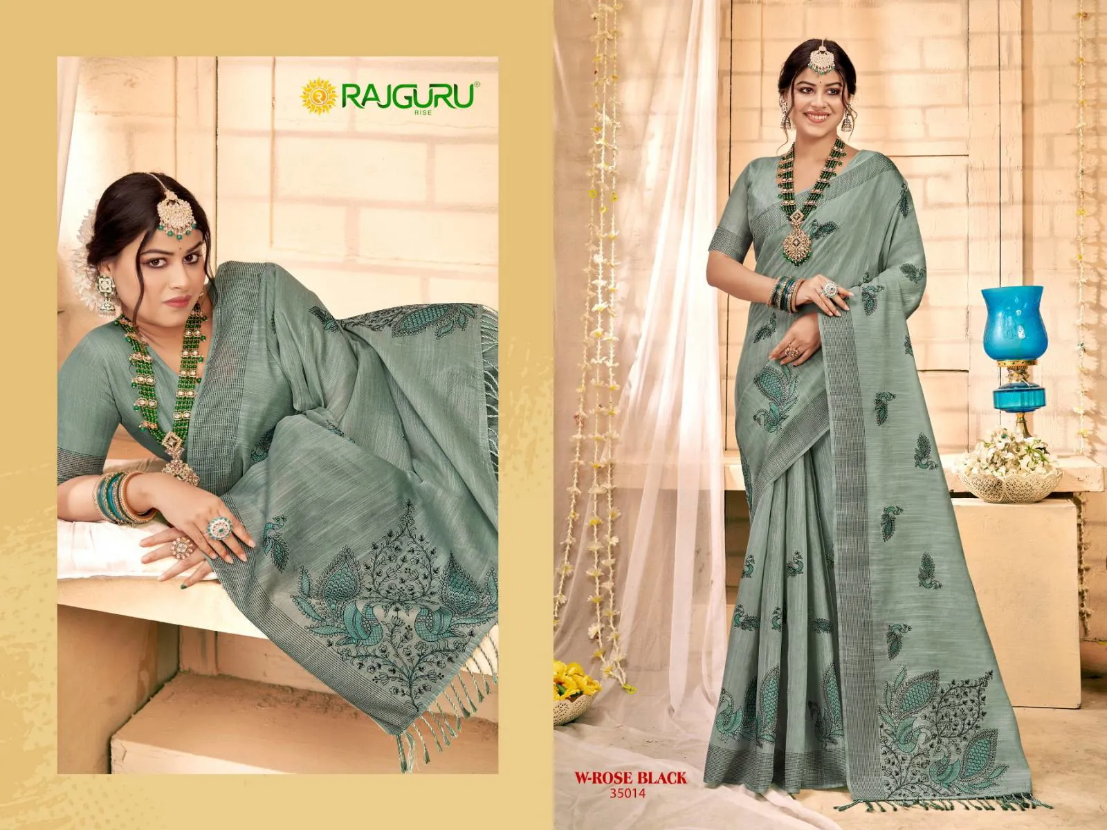 Rajguru W Rose Black Sarees