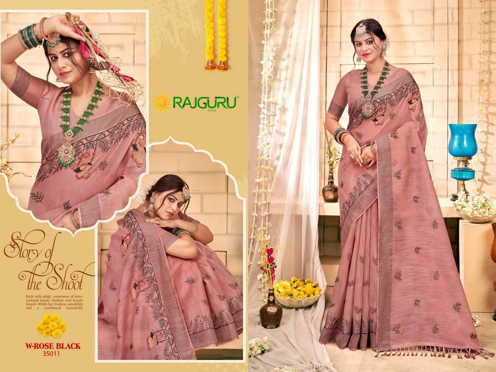 Rajguru W Rose Black Sarees
